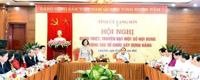 Đồng chí Trương Thị Mai làm việc với tỉnh Lạng Sơn về công tác tổ chức xây dựng Đảng